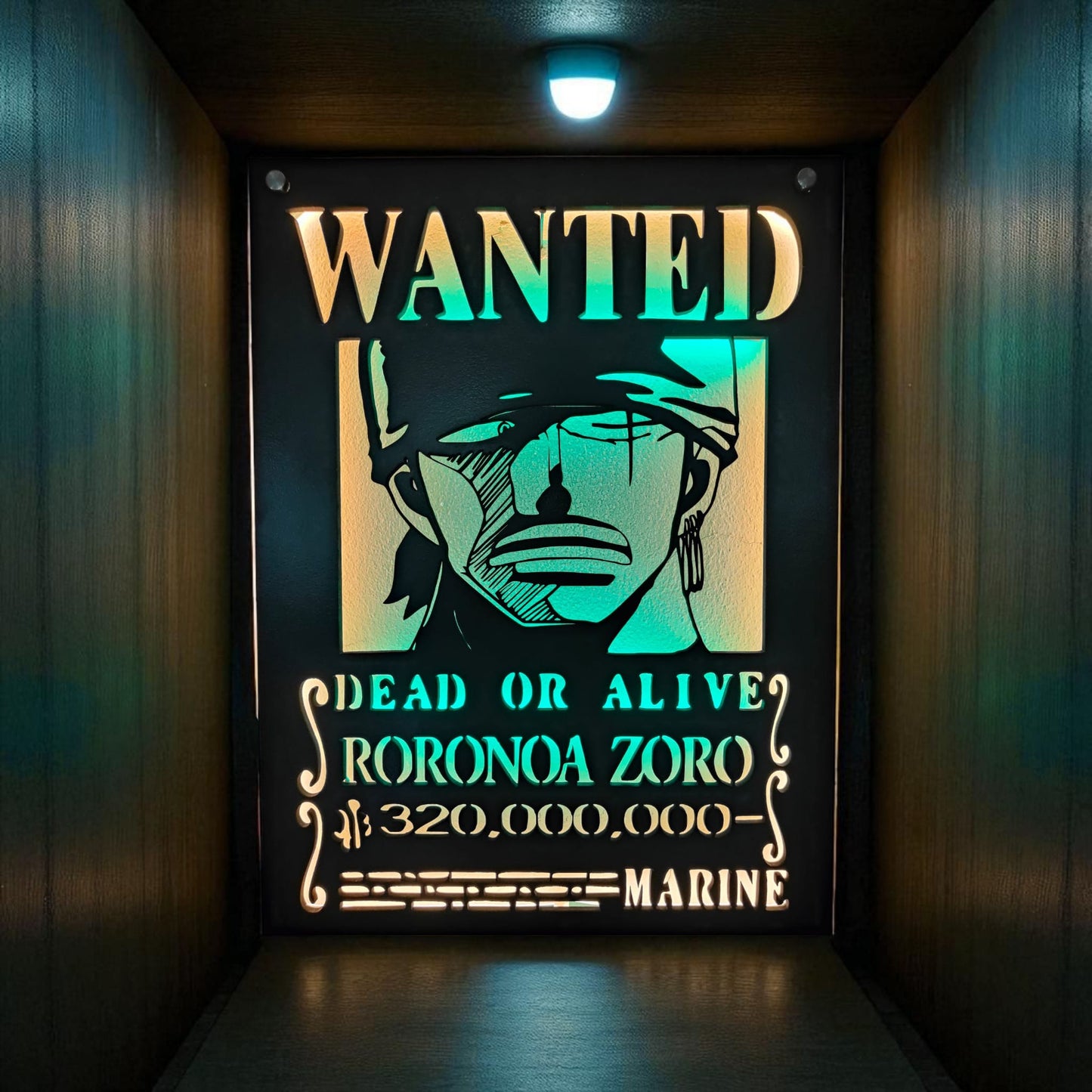 QUADRO LED  - WANTED ONE PIECE ZORO