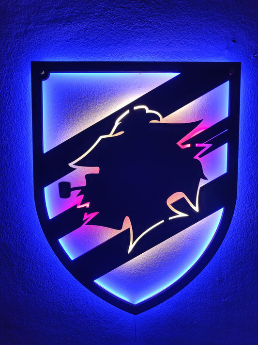 QUADRO LED LEGNO - LOGO SAMPDORIA