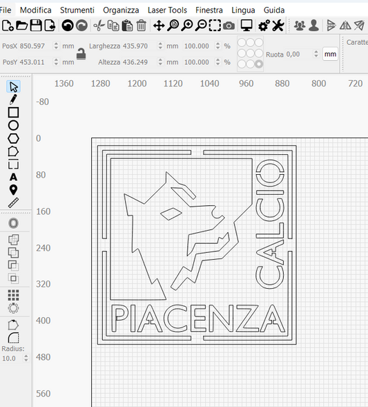 Quadro Led Legno - Logo Piacenza Calcio