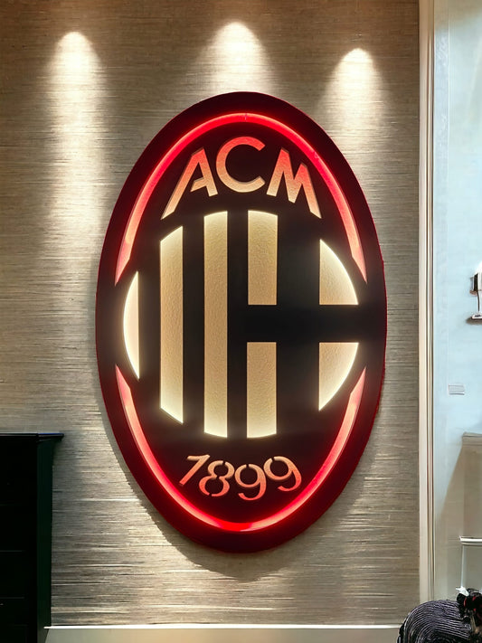 Quadro Led Legno - Logo Milan