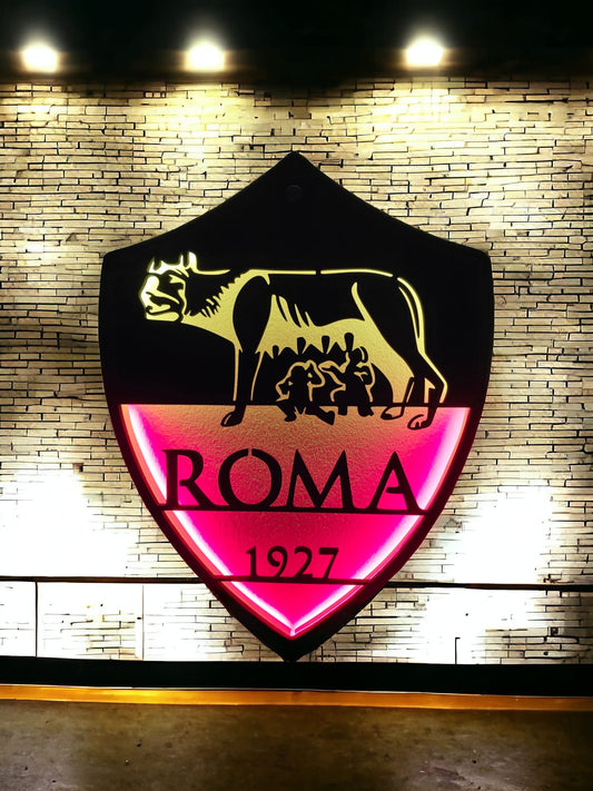 Quadro Led Legno - Logo Roma