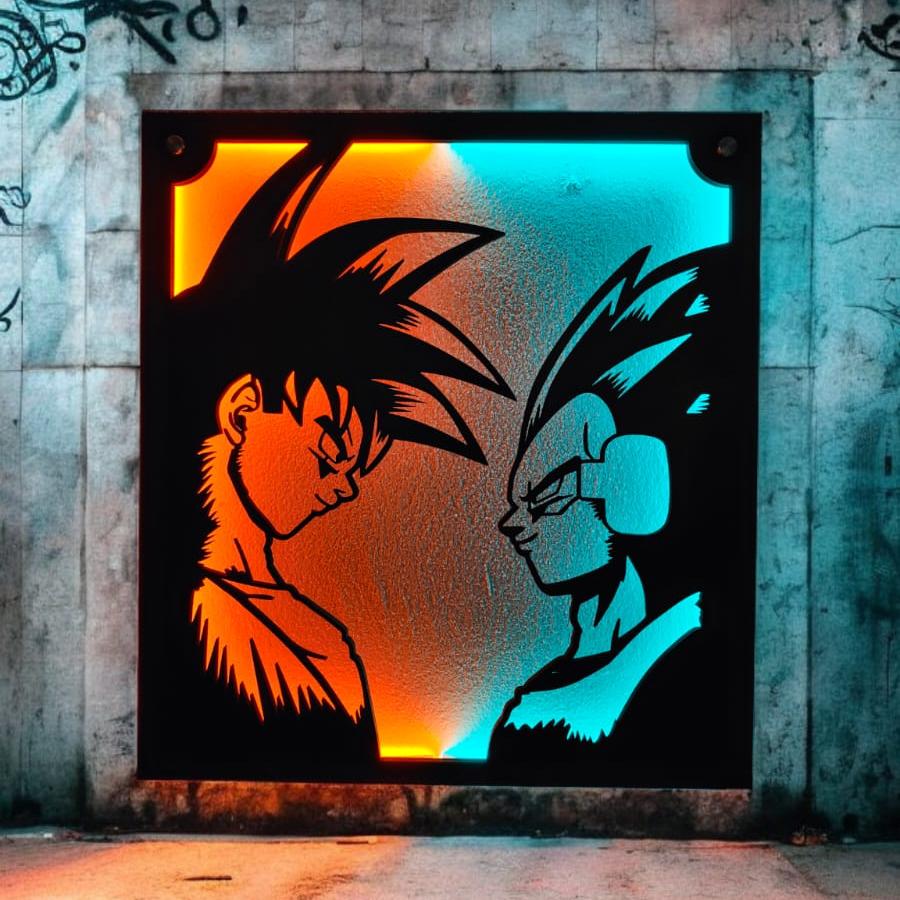 QUADRO LED - DRAGON BALL - GOKU E VEGETA